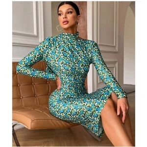 Zara floral print midi dress open back